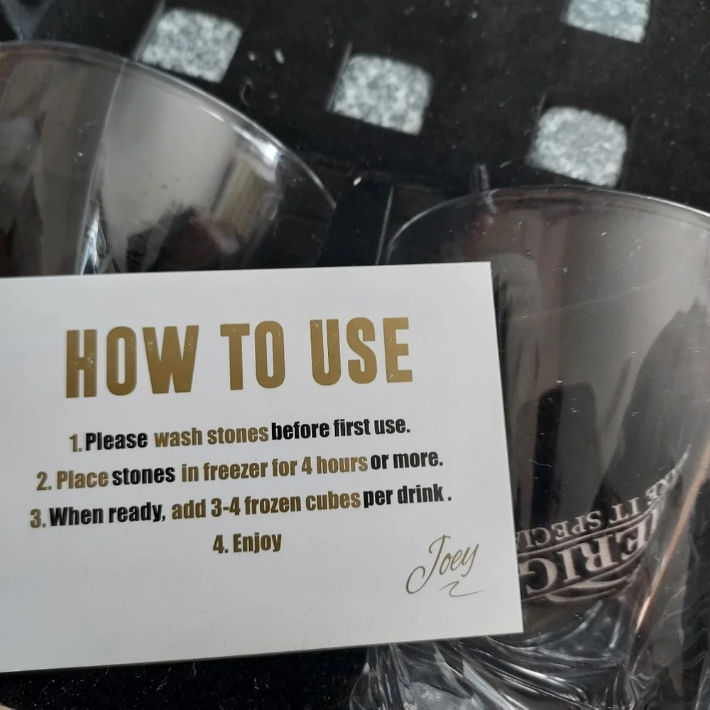 Amerigo Make It Special Whiskey Glasses Granite Ice Cube Stones Bar Happy Hour